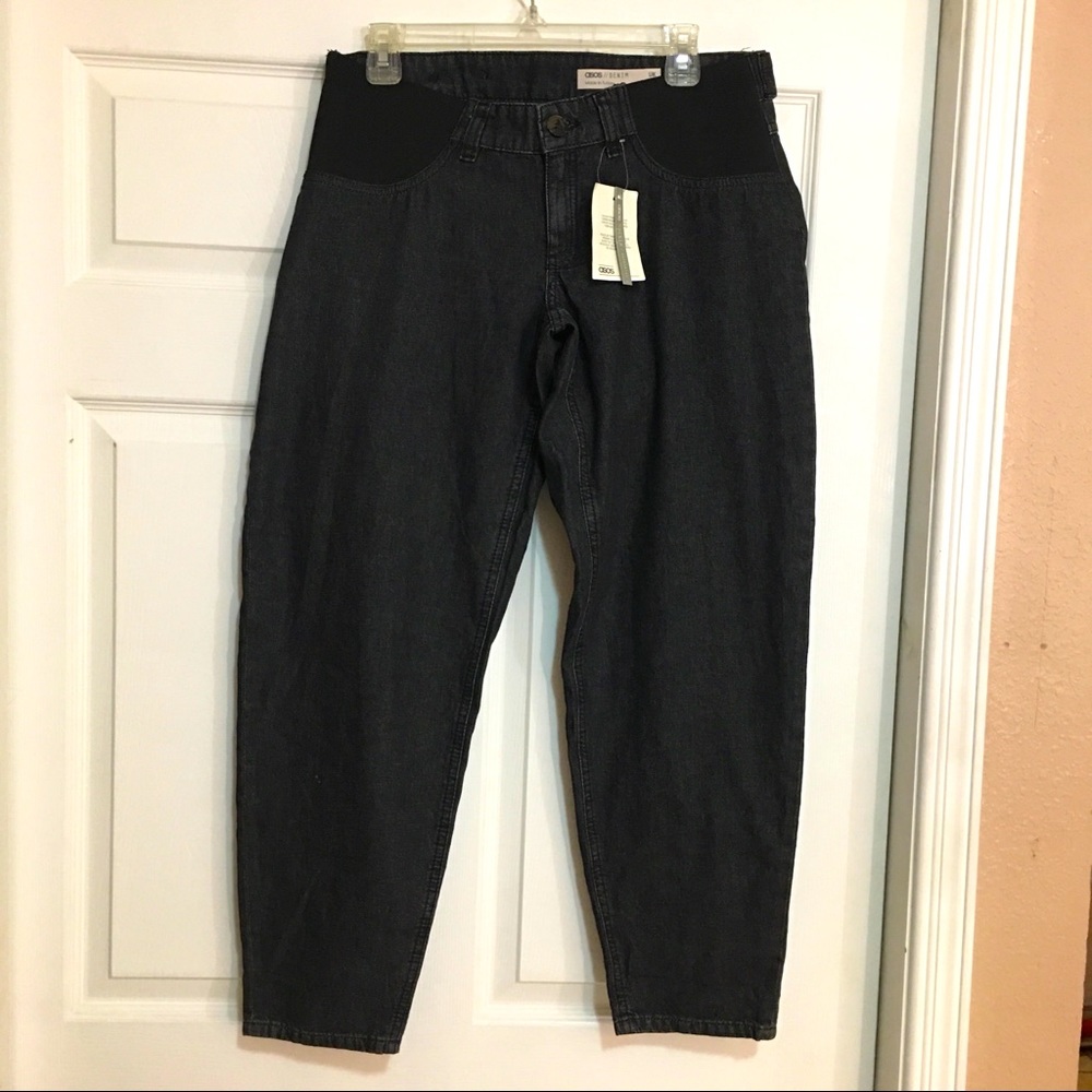 ASOS maternity washed black jeans w/ elastic waist